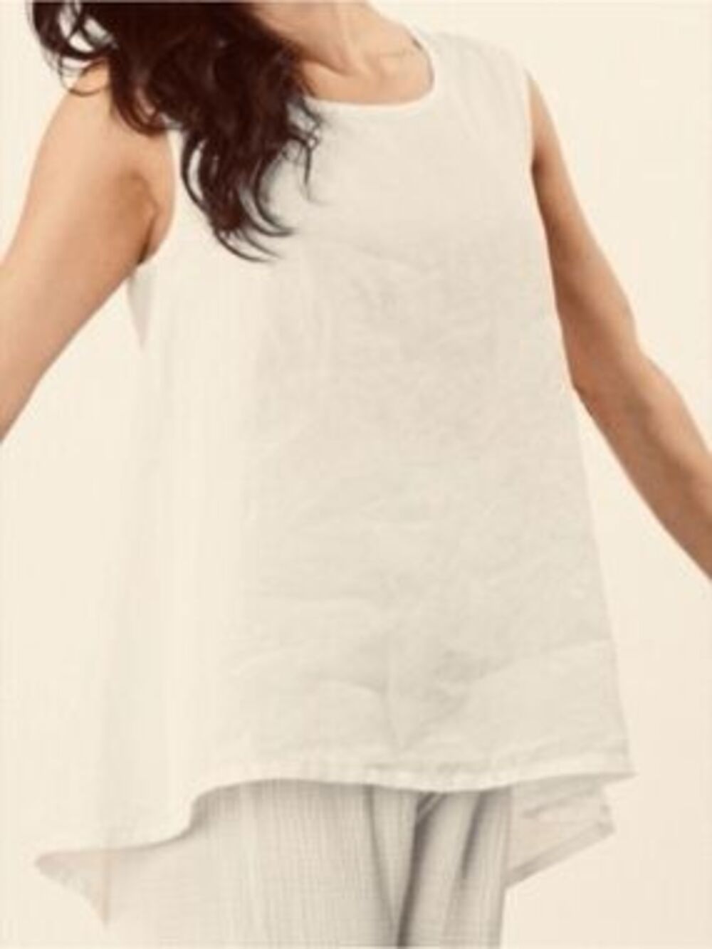 Bryn Walker White Linen Sleeveless High Low Tank Top Women's Size Large